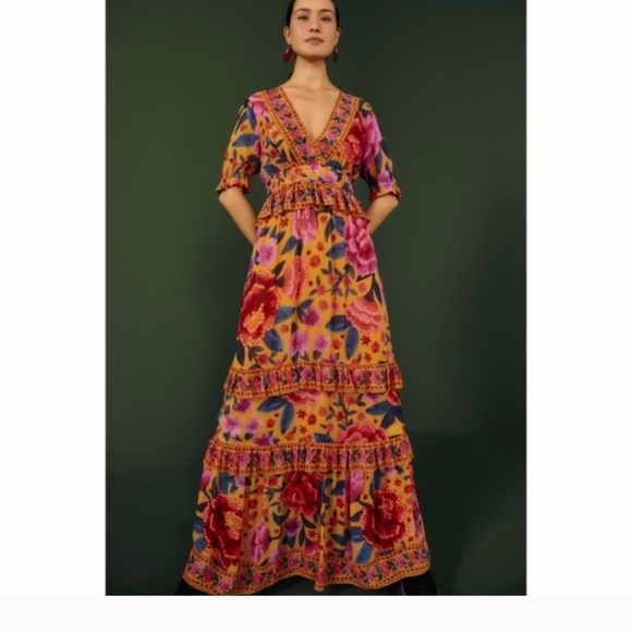 FARM RIO S Floral V-Neck Maxi Dress - Multicolor - Picture 3 of 9